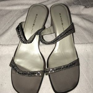 Silver beaded heels